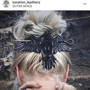 Lunation Leathers Nevermore Raven Hair Slide